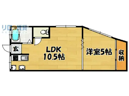 大桐村上マンション(1LDK/3階)の間取り写真