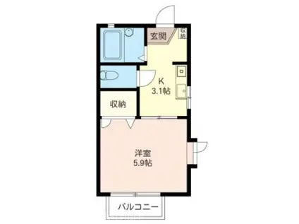 ファインコート国立(1K/2階)の間取り写真