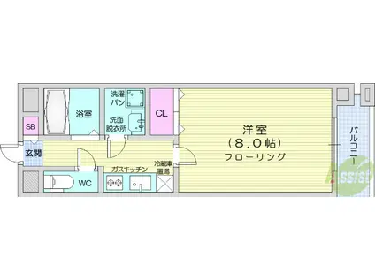 ウィング99(1K/3階)の間取り写真