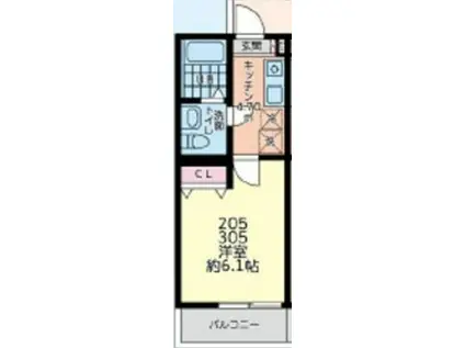シティハイツ相模台(1K/2階)の間取り写真