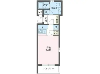 ドルフィン西新宿(ワンルーム/4階)の間取り写真