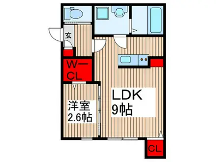 KEIAI RESIDENCE 西所沢II(1LDK/1階)の間取り写真