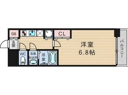 レオンコンフォート難波ミラージュ(1K/6階)の間取り写真