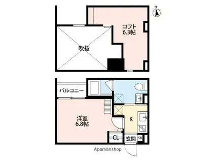 WISTERIA R&T(1K/2階)の間取り写真