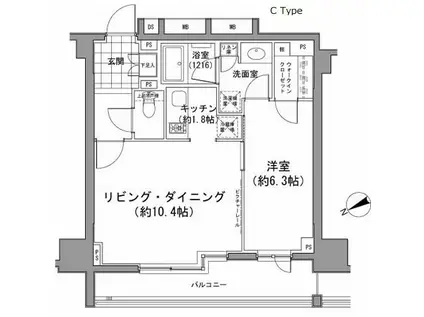 パークハビオ八丁堀(1LDK/10階)の間取り写真