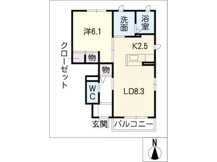 エスポワール王ヶ崎(1LDK/1階)の間取り写真