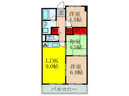 ライフイン水月(3LDK/2階)の間取り写真