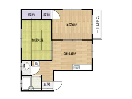 ジュネス玉村(2DK/2階)の間取り写真