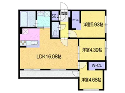 ラ・シュエット札幌駅(3LDK/4階)の間取り写真