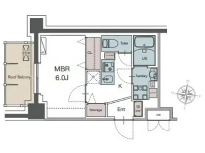 LUXENA勝田台(1K/4階)の間取り写真