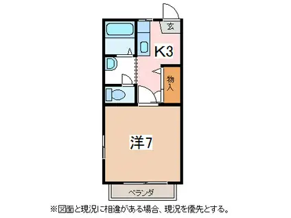 ディアスイルシオン(1K/2階)の間取り写真