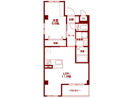 COURAGE(1LDK/2階)の間取り写真