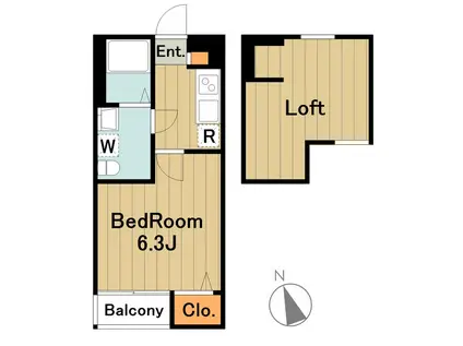 フェリオ相模原(1K/1階)の間取り写真