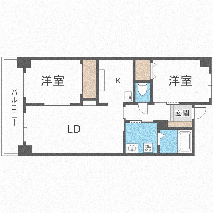 PRESCELTO百合が原(2LDK/1階)の間取り写真