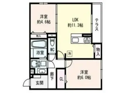 FLAT COMFY 豊中(2LDK/3階)の間取り写真