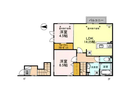 Mハウス(2LDK/2階)の間取り写真