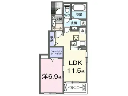 グランツ・マルシバ5(1LDK/1階)の間取り写真