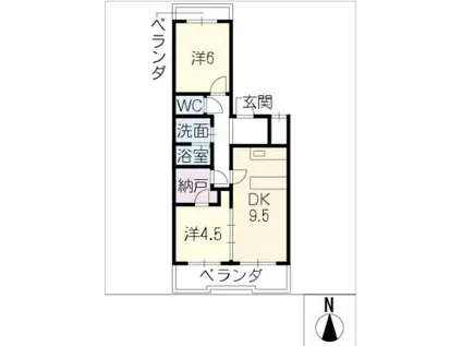 東栄パークハイツ(2DK/2階)の間取り写真