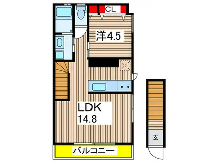 ブラウ国立(1LDK/2階)の間取り写真