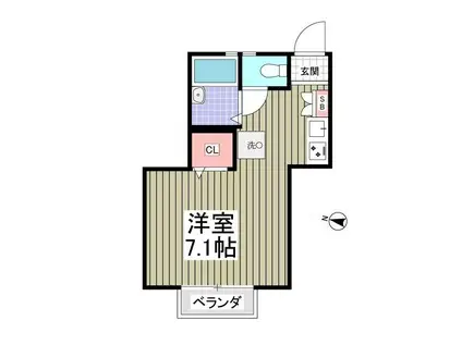 エクセレント三ツ沢A棟(ワンルーム/1階)の間取り写真