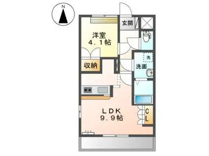 プランドールI(1LDK/2階)の間取り写真