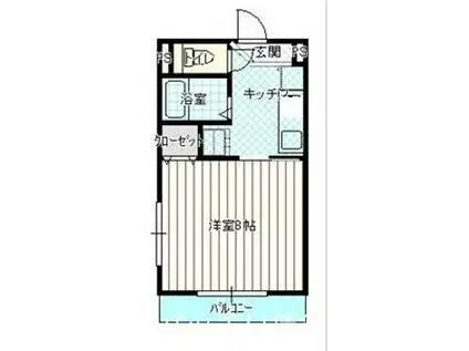 地下鉄東山線 本陣駅 徒歩13分 3階建 築26年(1K/3階)の間取り写真