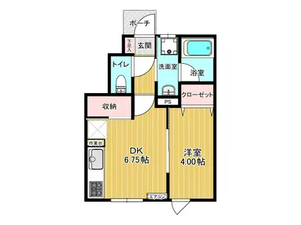 根城2丁目A(1DK/1階)の間取り写真