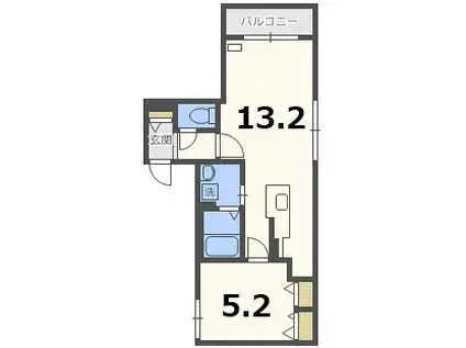 ブランシャール南発寒(1LDK/1階)の間取り写真