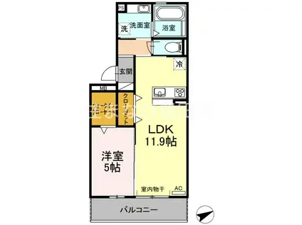 カーサフェリーチェE(1LDK/3階)の間取り写真