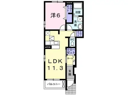 ジラソーレ(1LDK/1階)の間取り写真