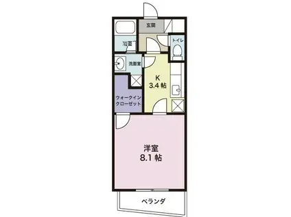 スカイコート高尾(1K/2階)の間取り写真