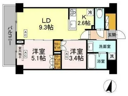 ロイジェント西新井(2LDK/5階)の間取り写真