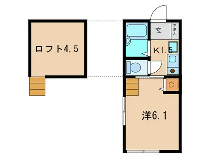 ベルメゾンII(1K/1階)の間取り写真