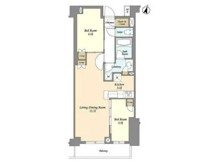 ブレス中野弥生町(2LDK/3階)の間取り写真