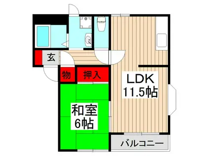 ラルジュテールB(1LDK/1階)の間取り写真