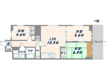 センターロイヤル(3LDK/3階)の間取り写真