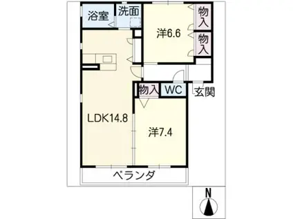 グランシャリオ(2LDK/1階)の間取り写真