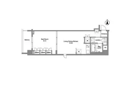 コンフォリア西麻布(1LDK/6階)の間取り写真