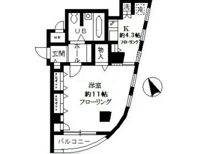 エスペランサ平河町(1K/3階)の間取り写真