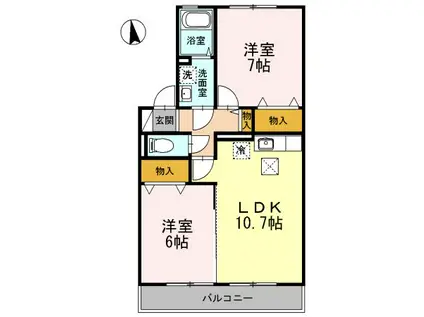 ラマージュI(2LDK/1階)の間取り写真