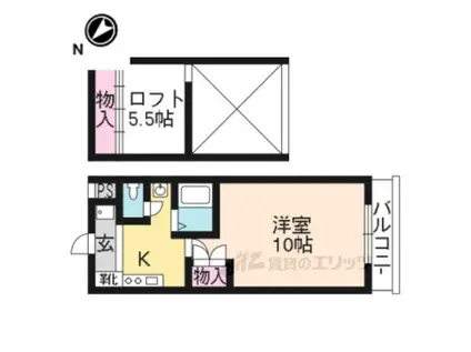 RACOOND3(1K/5階)の間取り写真