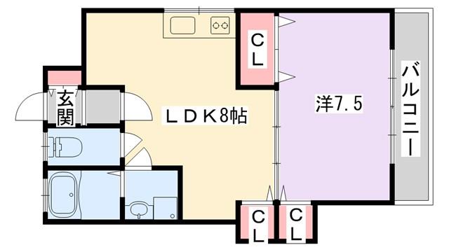 FRONTIER FIELD RS(1LDK/1階)の間取り写真