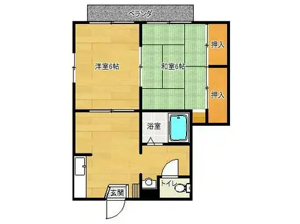 シャルマンハイツ(2DK/1階)の間取り写真