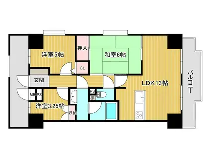 センチュリー足利リバーサイド 405(3LDK/4階)の間取り写真