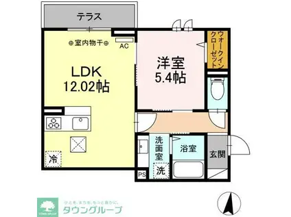 セレスティア本町(1LDK/1階)の間取り写真