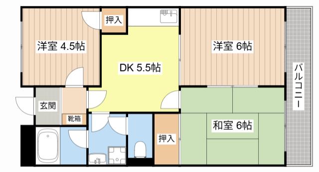 TWINAVENUEA棟(3DK/2階)の間取り写真