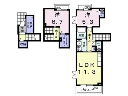 プロムナード倉敷(2LDK/2階)の間取り写真
