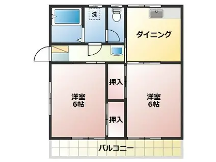 キャピタルハイツII(2DK/1階)の間取り写真