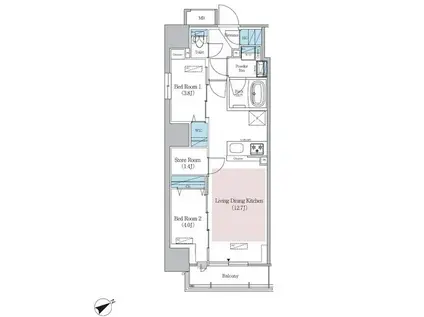 アーバネックス浅草橋FRONT(2SLDK/12階)の間取り写真