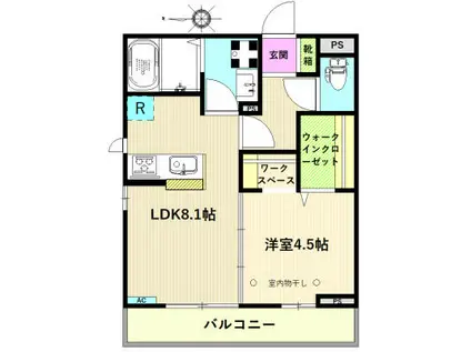 ボン.ヴィーヴル(1LDK/3階)の間取り写真